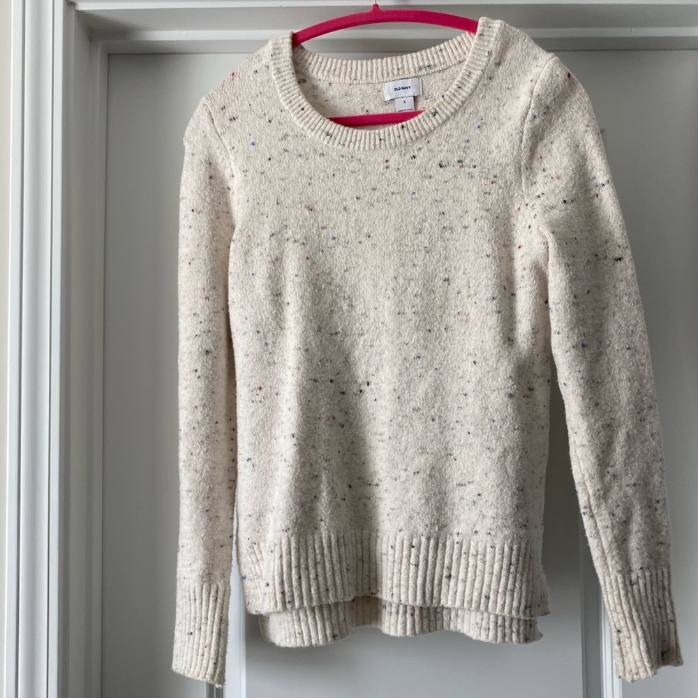 Long Sleeve Cream Speckled Sweater